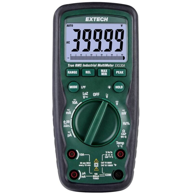 foto del prodotto extech ex530a multimetro portatile digitale cat iv 600 v display counts 50000