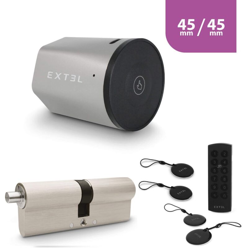 foto del prodotto extel kit serratura smart lock cilindro 45 45 mm tastiera wireless 2 badge aggiuntivi