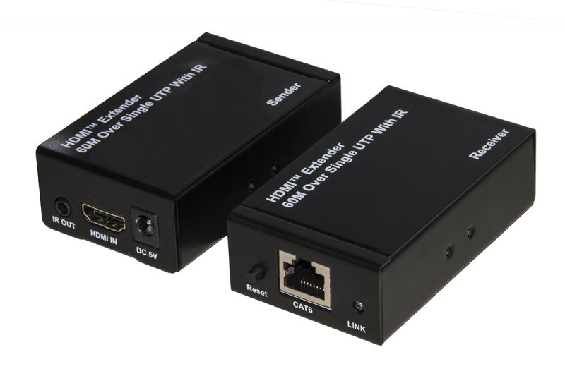 foto del prodotto extender hdmi tramite cavo rete cat 5 6 fino 60mt infr.telec. poc