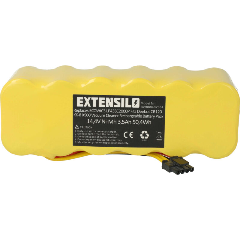 foto del prodotto extensilo 1x batteria compatibile con haier swr t321, swr t322, swr t325, swr t320 aspirapolvere 3500mah, 14,4v, nimh 