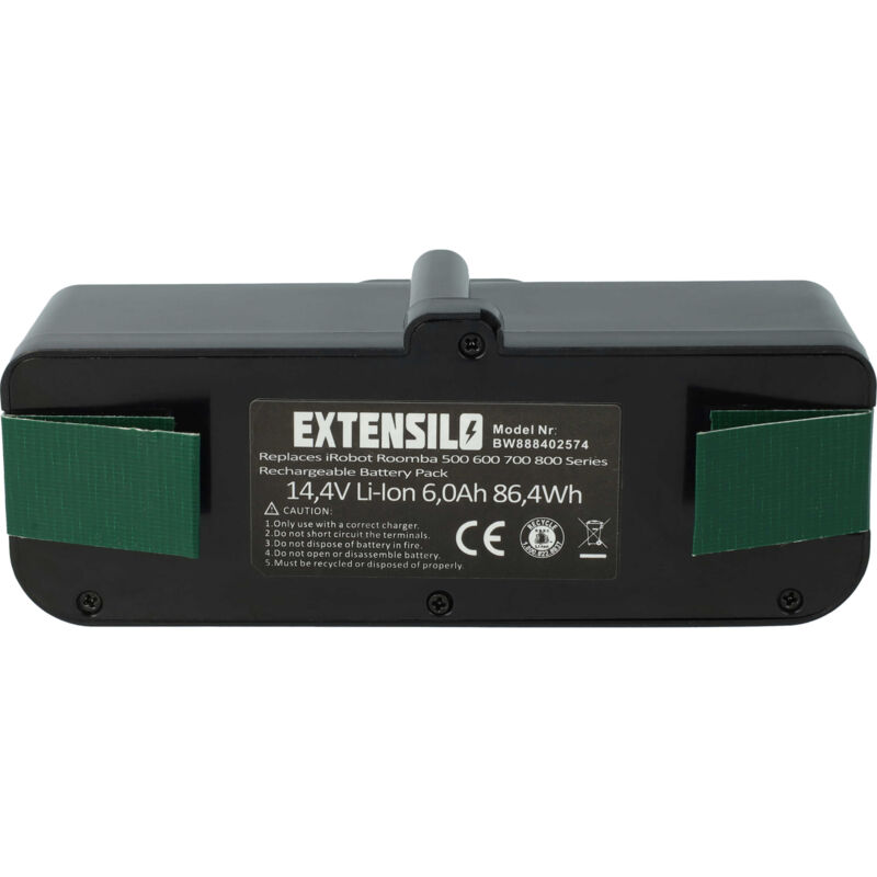 foto del prodotto extensilo 1x batteria compatibile con irobot roomba 895, 965, 896, 960, 980, 985, series 800, series 600 aspirapolvere 6000mah, 14,4v, li ion 