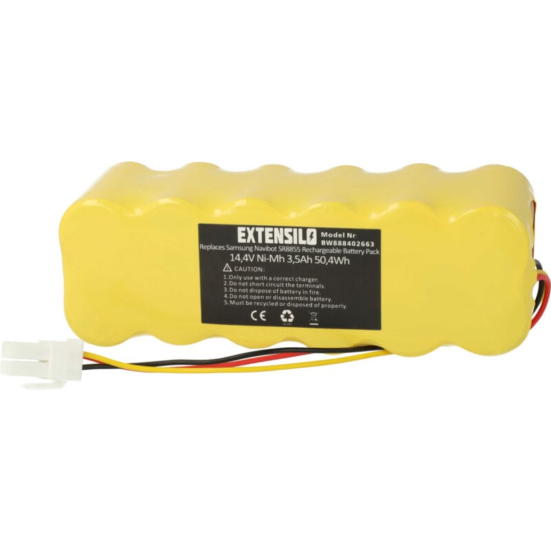 foto del prodotto extensilo 1x batteria compatibile con samsung navibot sr8896, sr8897, sr8898, sr8990, sr8895, sr8895 silencio aspirapolvere 3500mah, 14,4v, nimh 