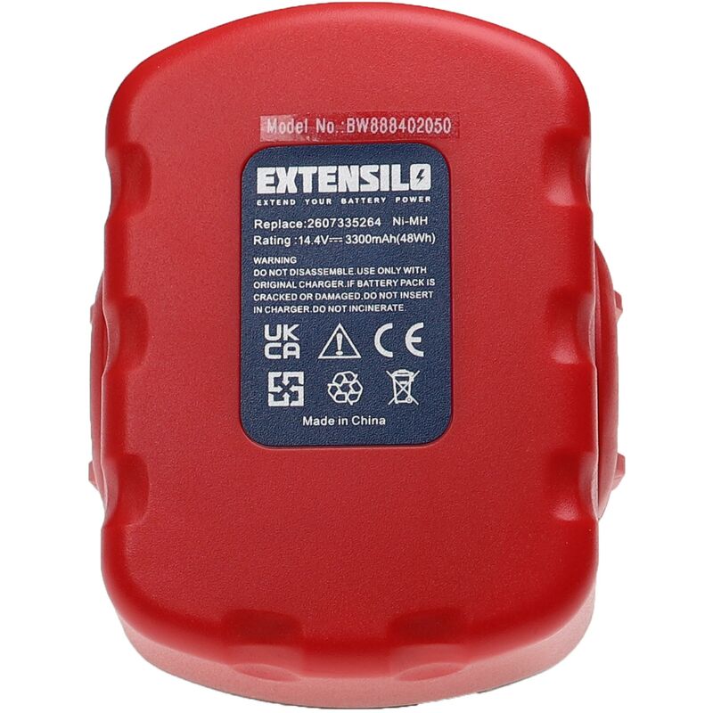 foto del prodotto extensilo 2x batteria compatibile con bosch gsb 14.4, gho 14.4vh, gli 14.4v, gsr 14.4, gsr 14.4v utensile elettrico 3300 mah, nimh, 14,4 v 