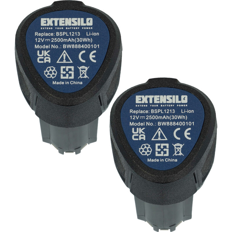 foto del prodotto extensilo 2x batteria compatibile con ryobi rcd12011l, rmt12011l, rrs12011l, r12dd l13s, r12dd ll13s, rcd12012l attrezzo da lavoro 2500 mah,