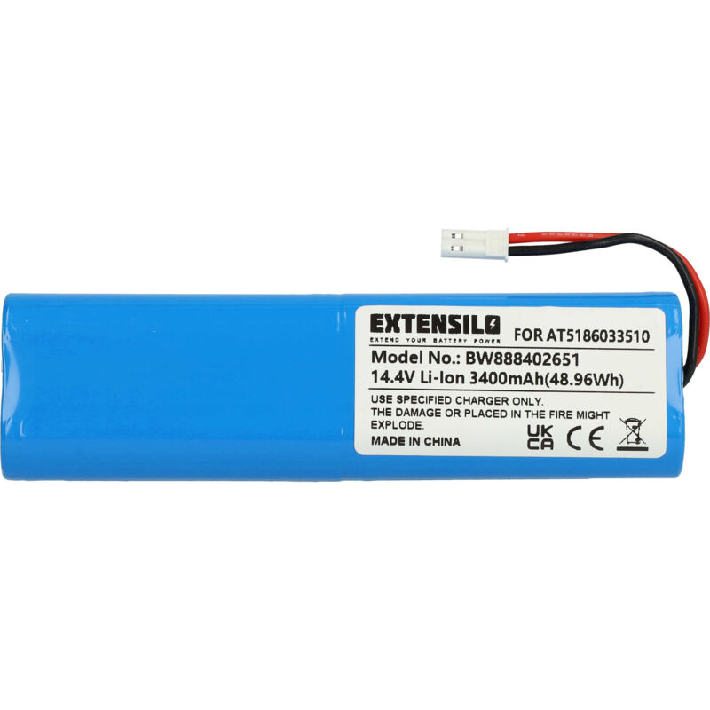 foto del prodotto extensilo batteria compatibile con ariete 2718, 00p271310ar0, 00p271810ar0, 2713 aspirapolvere 3400mah, 14,4v, li ion 