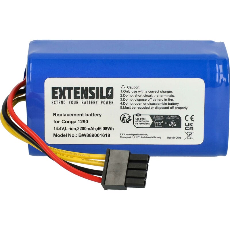 foto del prodotto extensilo batteria compatibile con blaupunkt bluebot xsmart bpk vcbb1xvb, bluebot xsmart bpk vcbb1xte home cleaner 3200mah, 14,4v, li ion 
