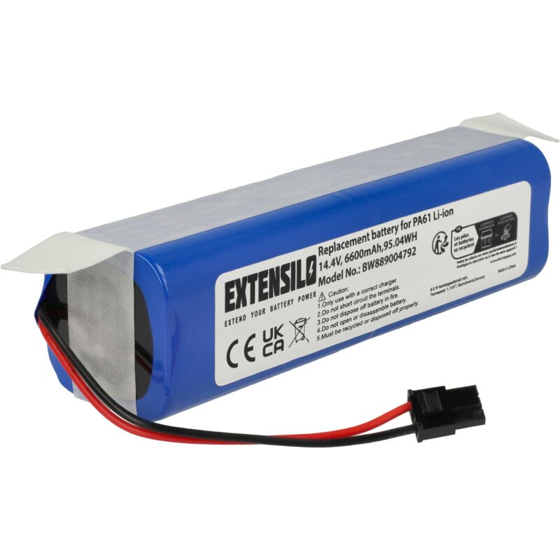 foto del prodotto extensilo batteria compatibile con eufy robovac x8 hybrid, x8, x8 pro ses, x8 pro, clean x8 pro home cleaner 6600mah, 14,4v, li ion 