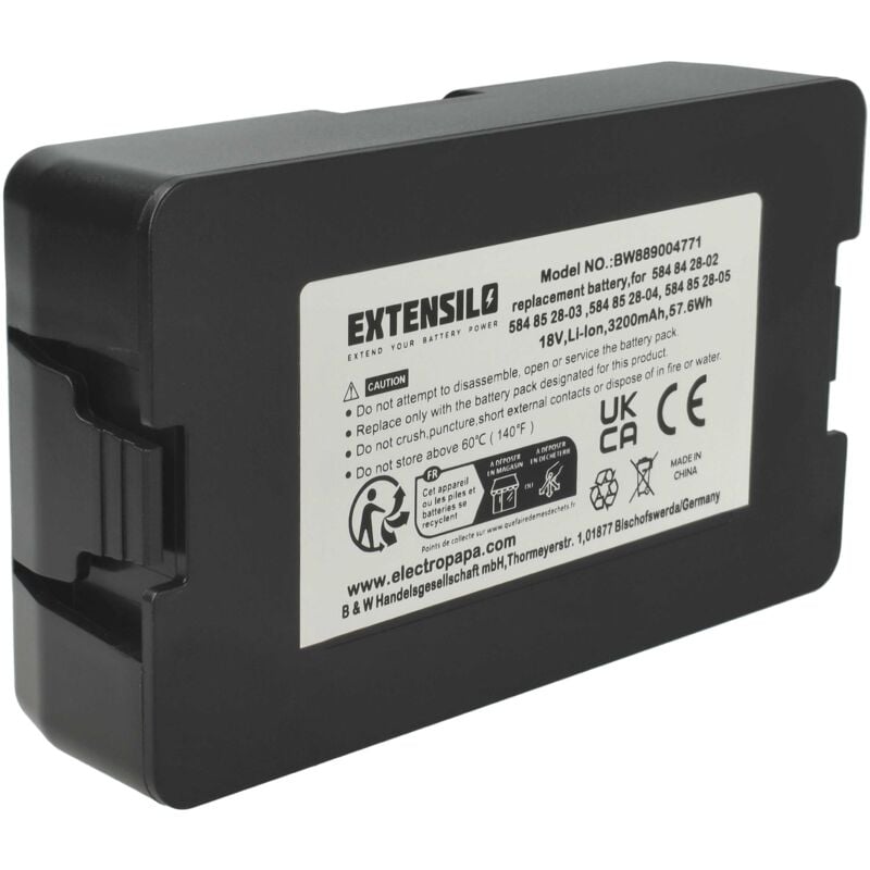 immagine 0 del prodotto extensilo batteria compatibile con gardena smart sileno city 500m2 set 19066 20, 600m2 19603 60, set 19200 20 robot tagliaerba 3,2ah 18v li ion