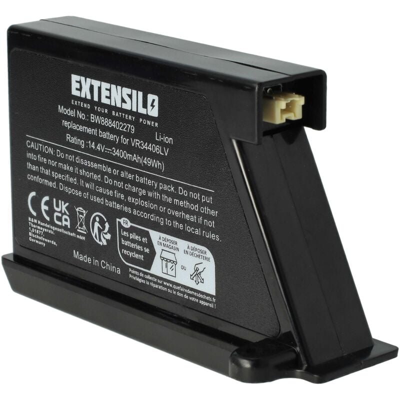 foto del prodotto extensilo batteria compatibile con lg hom bot vr5940, vr5940l, vr5940lb, vr5940lr aspirapolvere home cleaner 3400mah, 14,4v, li ion 