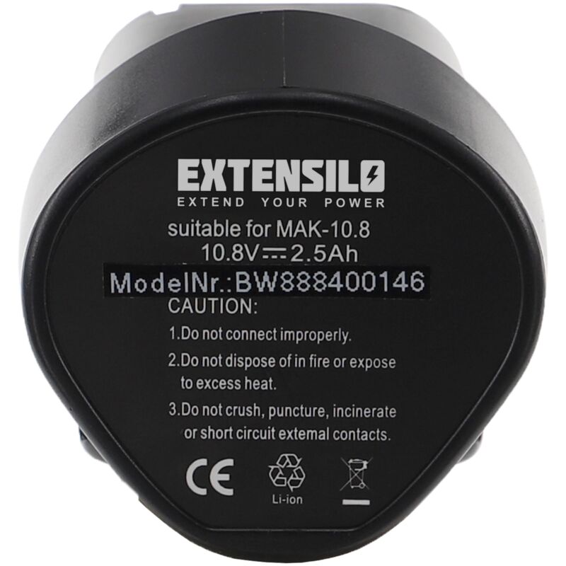 foto del prodotto extensilo batteria compatibile con makita dk1202, dk1202wx, dk1485x, dk1488, dk1490 attrezzi da lavoro 2500 mah, li ion, 10,8 v 