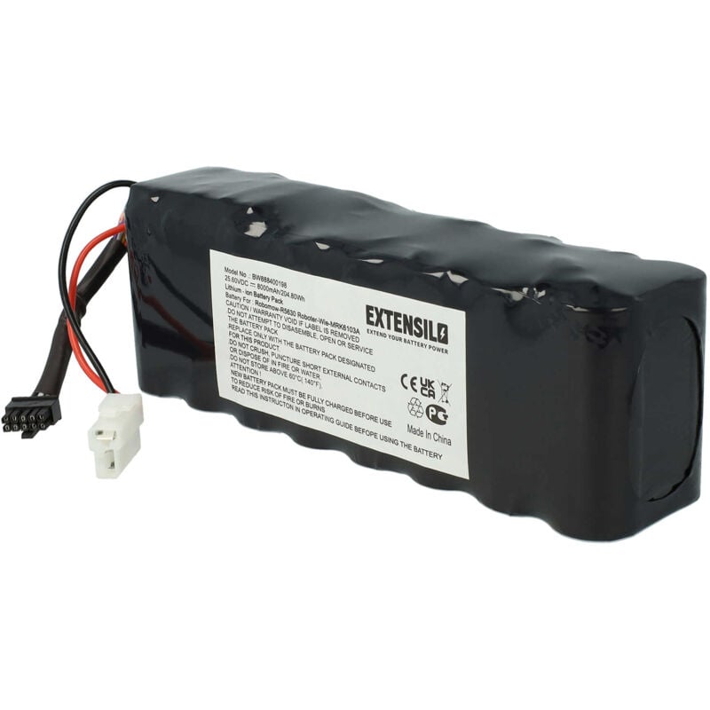 foto del prodotto extensilo batteria compatibile con robomow premium rs612, rs622, rs630, rs635, rs635 pro s tagliaerba, robot tagliaerba 8000mah, 25,6v, li ion 