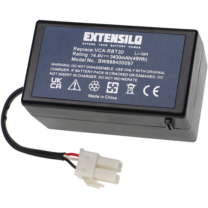 foto del prodotto extensilo batteria compatibile con samsung navibot sr8930, pop out vr10f71ucbc fet, sr8950, sr8940 aspirapolvere 3400mah, 14,4v, li ion 