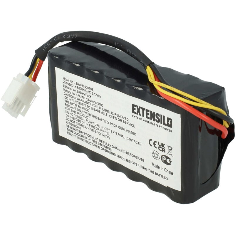 foto del prodotto extensilo batteria compatibile con solo by al ko robolinho 4000, 4100, evocut 4.0 tagliaerba, robot tagliaerba 6800mah, 25,9v, li ion 