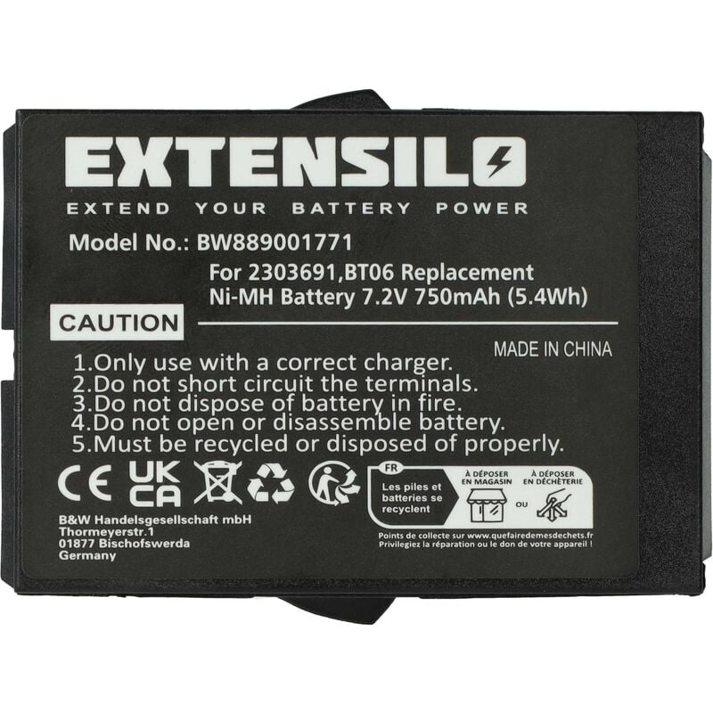 foto del prodotto extensilo batteria sostituisce danfoss 2303691, bt06 per radiocomando industriale, telecomando 750mah, 7,2v, nimh nero