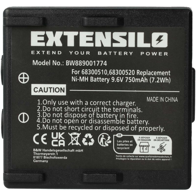 foto del prodotto extensilo batteria sostituisce hetronic rhe9608ky, nm19hb, kh68300520.a per radiocomando industriale, telecomando 750mah, 9,6v, nimh nero
