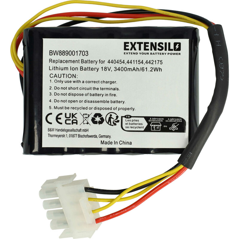 foto del prodotto extensilo batteria sostituisce k rcher 6.445 098.0 per rasaerba 3400mah, 18v, li ion