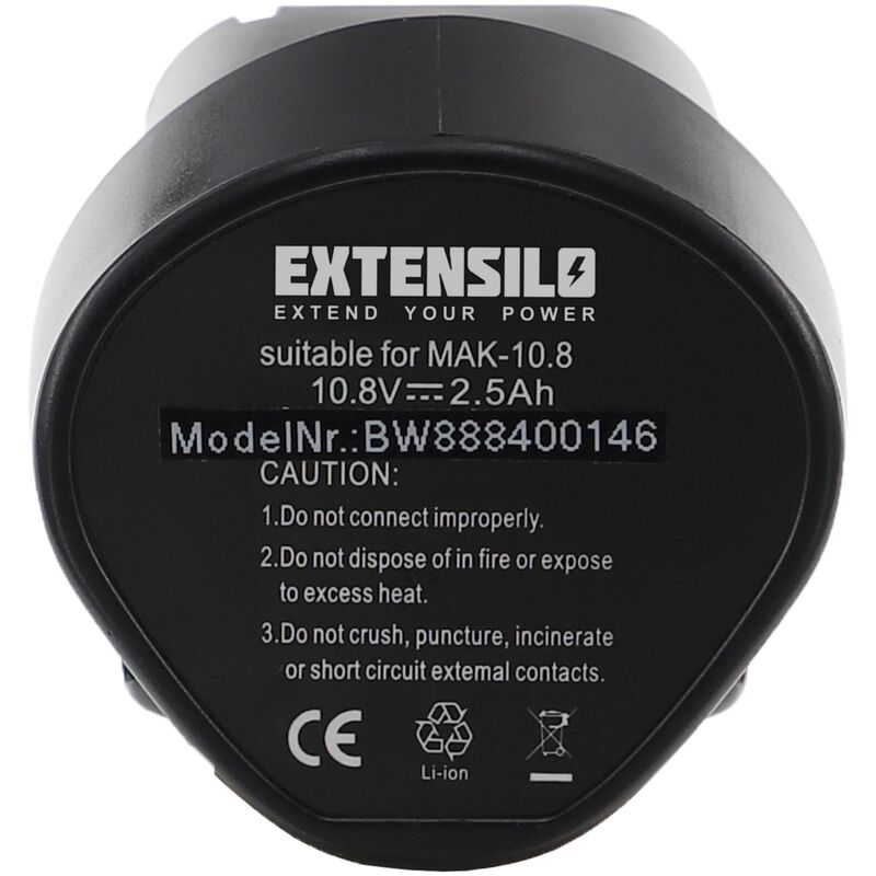 foto del prodotto extensilo batteria sostituisce makita bl1013, bl1014 per attrezzi da lavoro 2500 mah, li ion, 10,8 v 