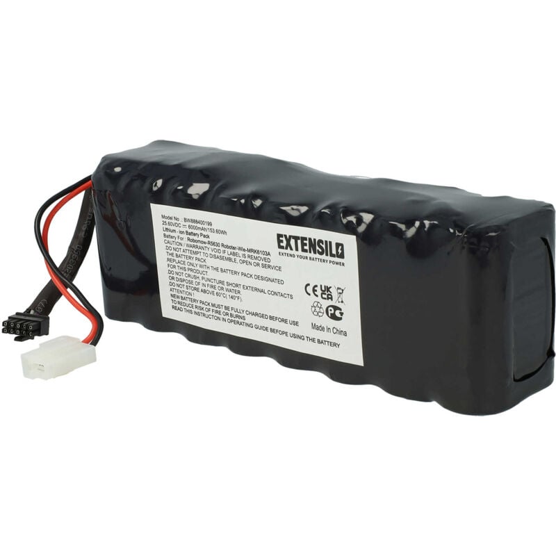 foto del prodotto extensilo batteria sostituisce robomow mrk6105a per tagliaerba, robot tagliaerba 6000mah, 25,6v, li ion 
