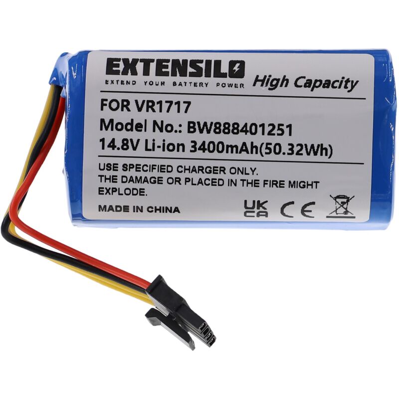 foto del prodotto extensilo batteria sostituisce sencor srx 1002, 4inr19 66 per aspirapolvere 3400mah, 14,8v, li ion 