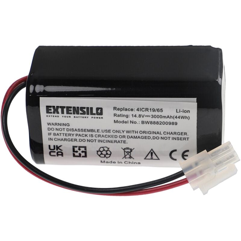 foto del prodotto extensilo batteria sostituisce silvercrest 305857 per home cleaner 3000mah, 14,8v, li ion 