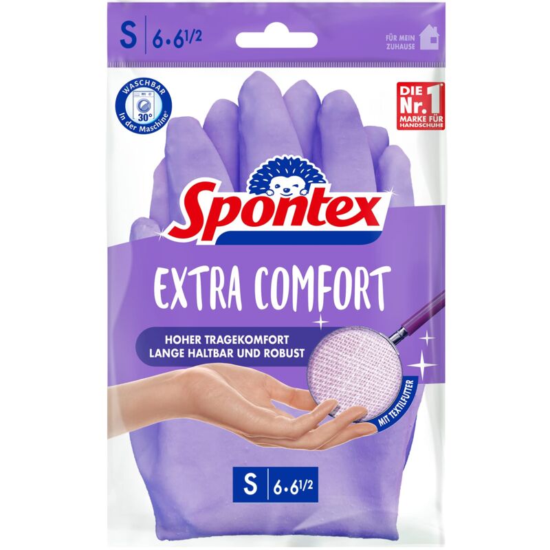 foto del prodotto extra comfort, guanti per la casa con morbida fodera in tessuto, ideali per tutti i lavori di pulizia in casa, lavabili a 30 c, taglia l 8 8,5 , 1