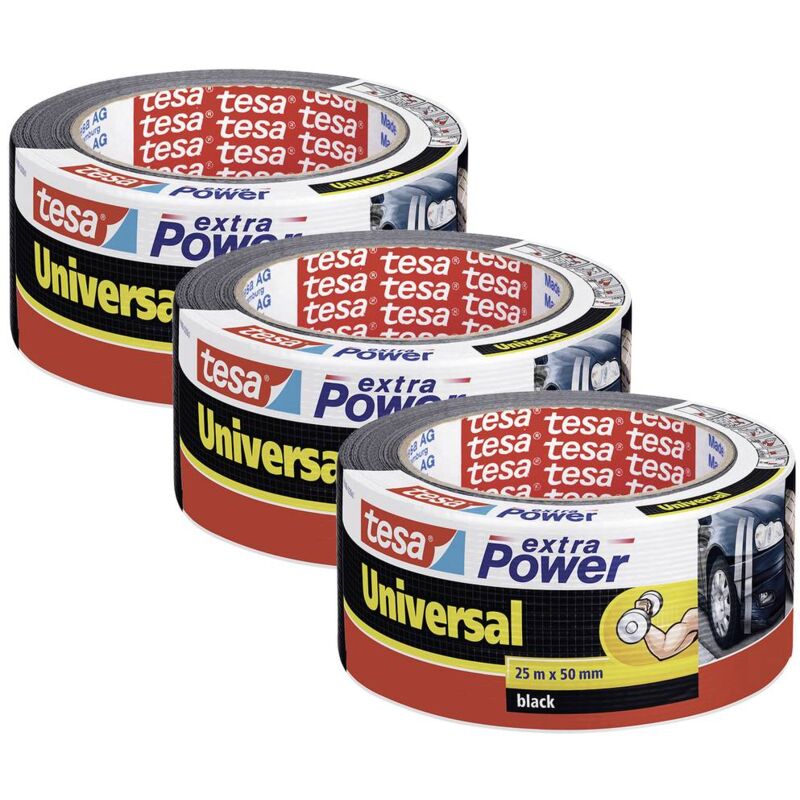 foto del prodotto extra power universal 56388 nastro in tessuto nero l x l 25 m x 50 mm 3 pz. tesa