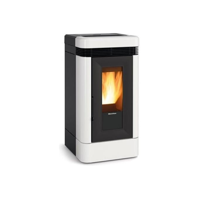 foto del prodotto extraflame lucia plus stufa a pellet canalizzata libera installazione 12kw bianco