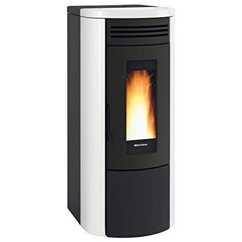foto del prodotto extraflame luisella bordeaux 1282700. ventilazione ambiente con uscita superiore scambiatore di calore a fascio tubiero cronotermostato settimanale morsetto termostato ambiente ta pressostato di sicurezza braciere in ghisa porta in ghisa display led telec