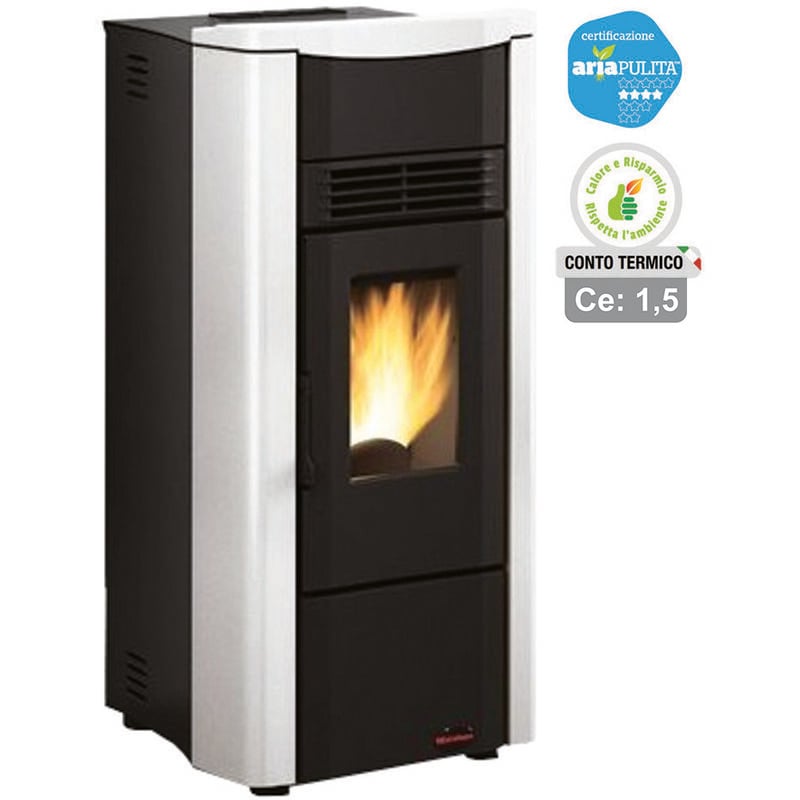foto del prodotto extraflame stufa a pellet giusy evo 2.0 7 kw bianca conto termico misure cm.49,8x50,4x102,20h. peso kg.83