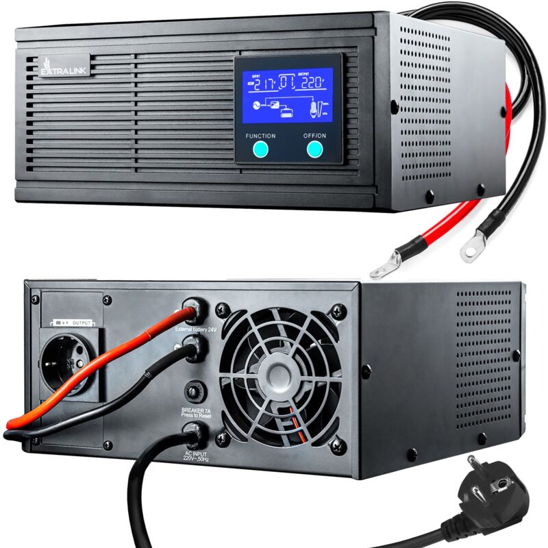 foto del prodotto extralink piorun 3000va 2100w inverter de potenza onda sinusoidale pura, tensione de batteria 24 vdc, cavi non inclusi