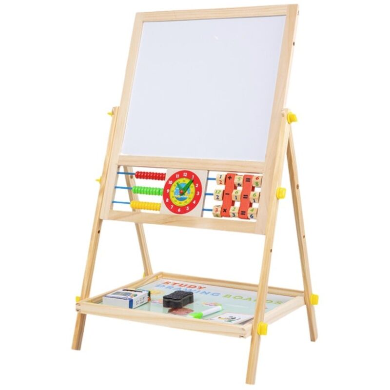 foto del prodotto extralink toys double sided children s boardchalk, magnetic, dry erase, abacus, clock