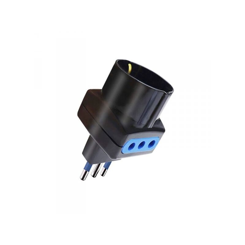foto del prodotto extrastar adattatore tripla spina 10a 2 prese italiane 10a 1 presa schuko 10a nero