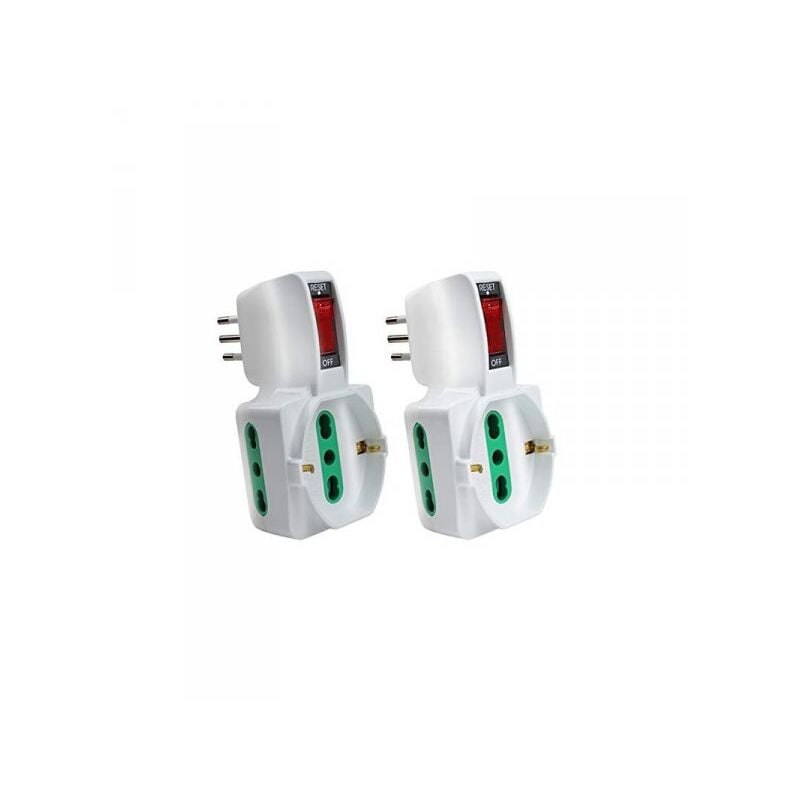 foto del prodotto extrastar adattatore triplo con interruttore spina 10a 2 prese 10 16a bipasso 1 presa schuko 250v bianco xsl1061