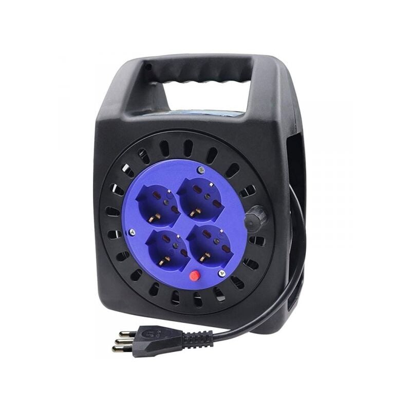 foto del prodotto extrastar avvolgicavo elettrico prolunga elettrica 15 metri 4 prese polivalenti schuko 10a 16a spina 16a