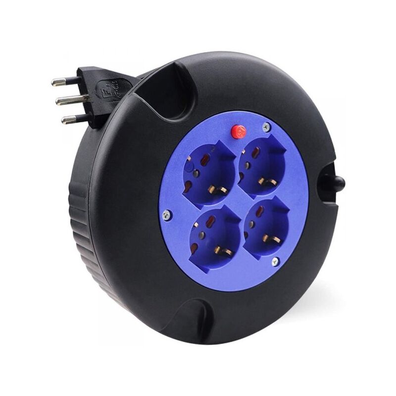 foto del prodotto extrastar avvolgicavo elettrico prolunga elettrica 5 metri 4 prese polivalenti schuko 10a 16a spina 16a