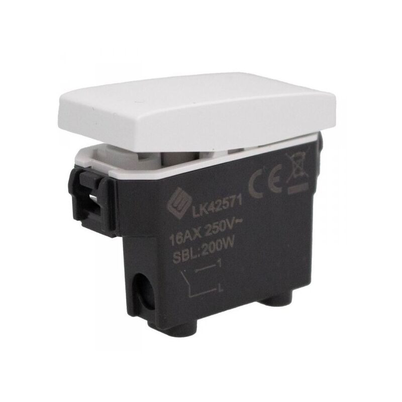 foto del prodotto extrastar interruttore unipolare 1p 16a colore bianco compatibile con bticino living e vimar plana