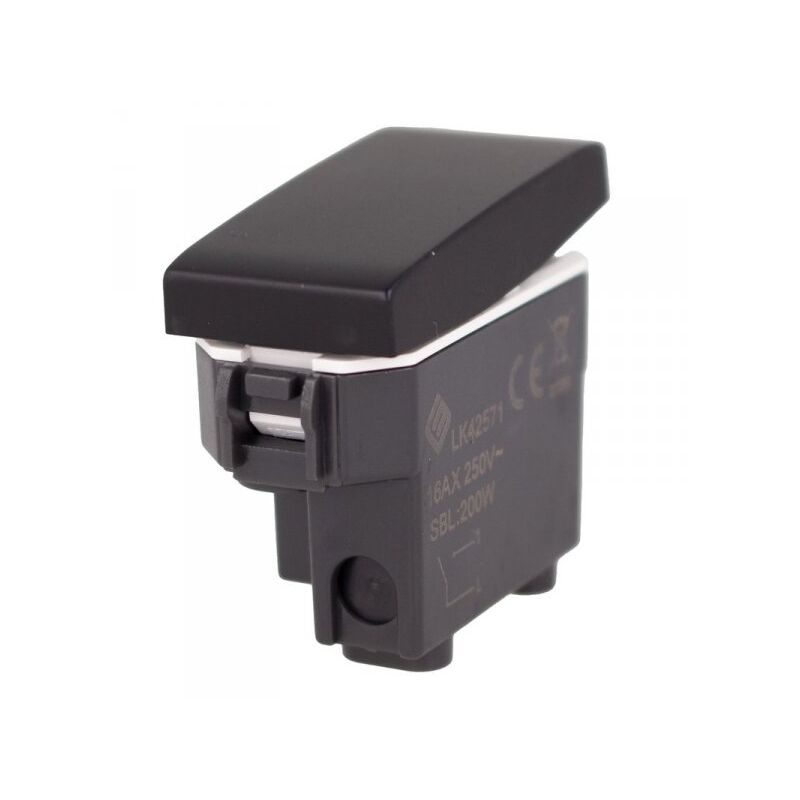 foto del prodotto extrastar interruttore unipolare 1p 16a colore nero compatibile con bticino living e vimar plana