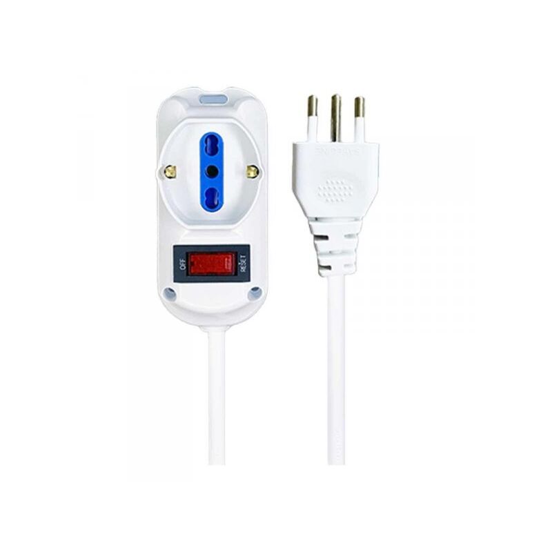 foto del prodotto extrastar multipresa ciabatta elettrica a 3 posti 2 prese 10a 16a 1 presa 10a 16a bipasso schuko con interruttore e spina 10a cavo 1.5m bianco
