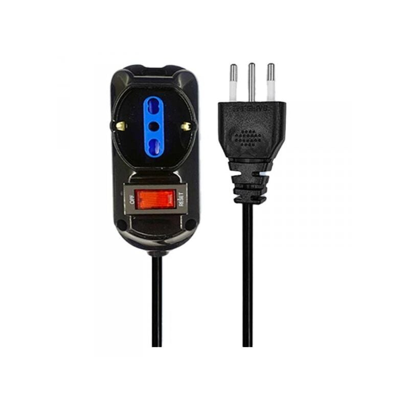 foto del prodotto extrastar multipresa ciabatta elettrica a 3 posti 2 prese 10a 16a 1 presa 10a 16a bipasso schuko con interruttore e spina 10a cavo 1.5m nero