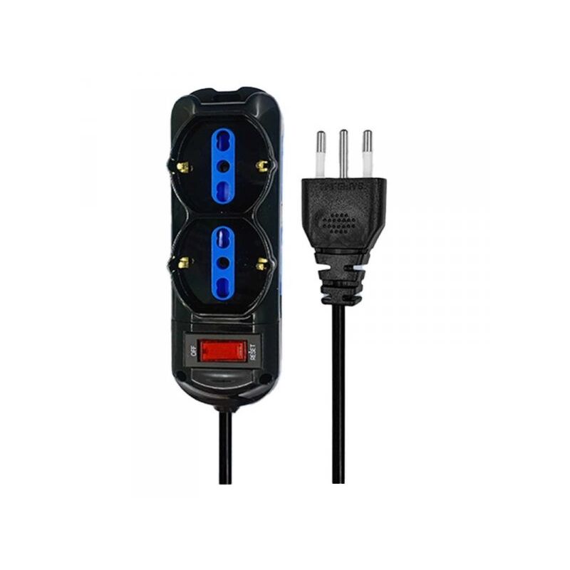 foto del prodotto extrastar multipresa ciabatta elettrica a 6 posti 4 prese 10a 16a 2 presa 10a 16a bipasso schuko con interruttore e spina 10a cavo 1.5m nero