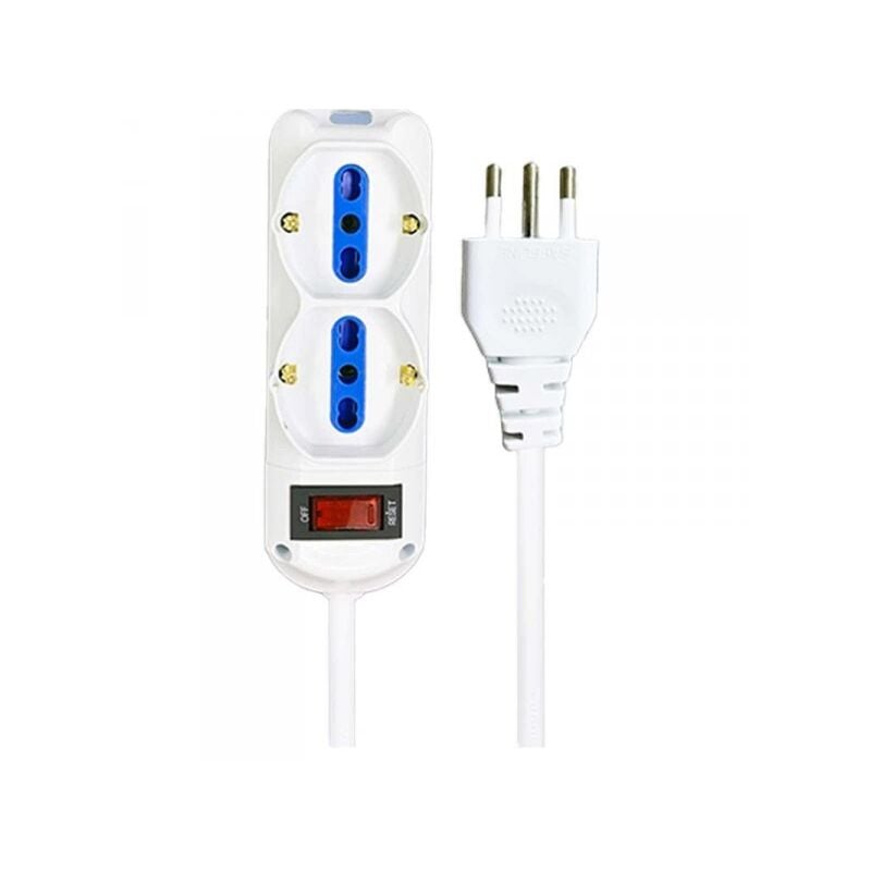 foto del prodotto extrastar multipresa ciabatta elettrica a 6 posti 4 prese 10a 16a 2 presa 10a 16a bipasso schuko con interruttore e spina 10a cavo 3m bianco