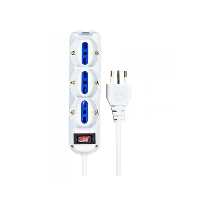 foto del prodotto extrastar multipresa ciabatta elettrica a 9 posti 6 prese 10a 16a 3 presa 10a 16a bipasso schuko con interruttore e spina 10a cavo 1.5m bianco