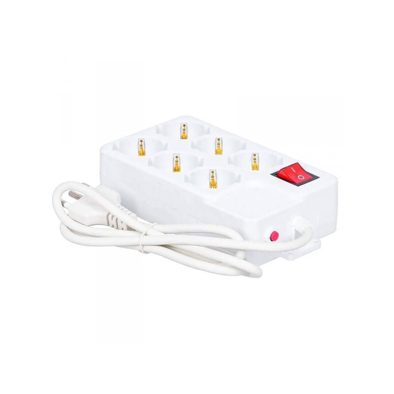foto del prodotto extrastar multipresa ciabatta elettrica con 6 prese schuko 10 16a interruttore spina 16a cavo 1,5m bianco