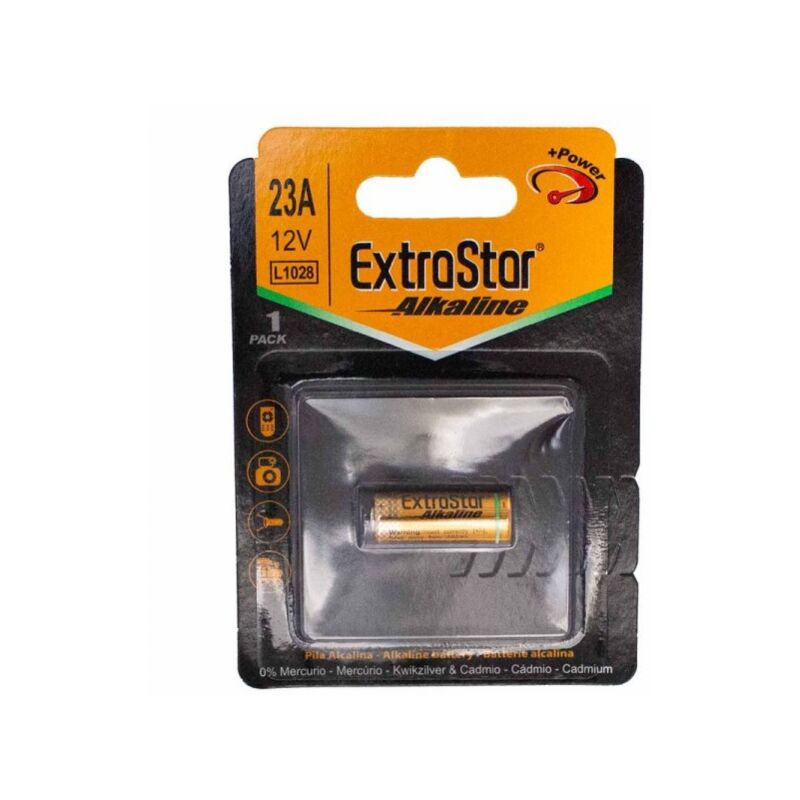 foto del prodotto extrastar pila batteria l1028 12v 23a lr23a mn21 lrv08 v23ga 8lr932 super alcalina confezione da 1 pezzo