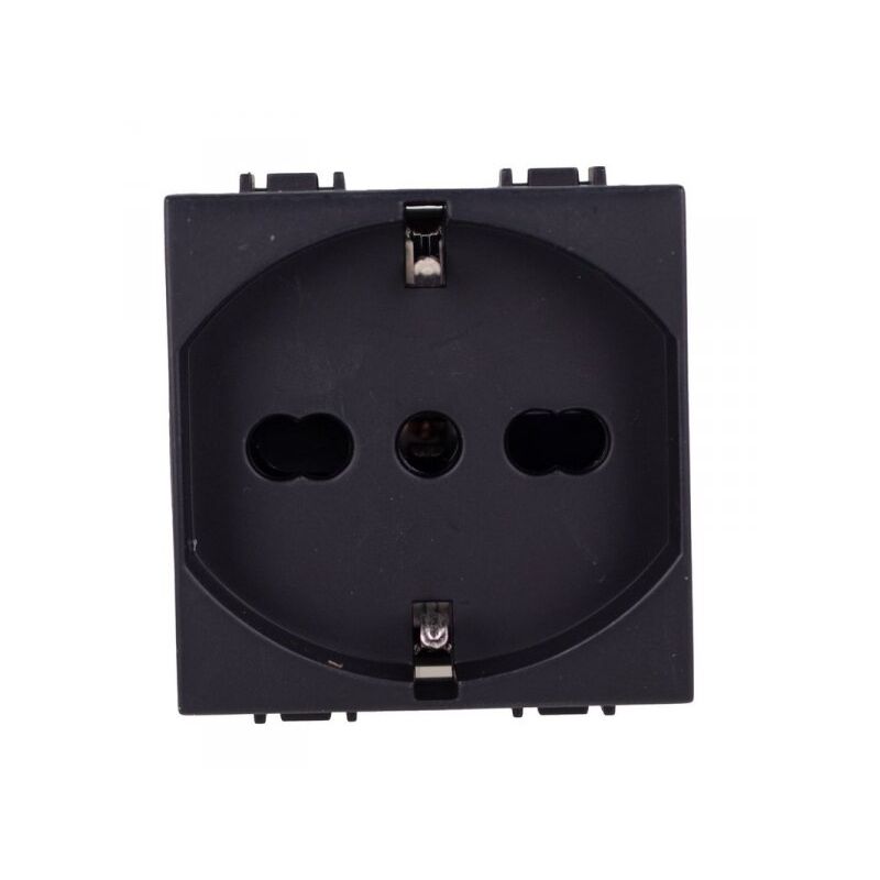foto del prodotto extrastar presa schuko 2p t 16a colore nero compatibile con bticino living e vimar plana