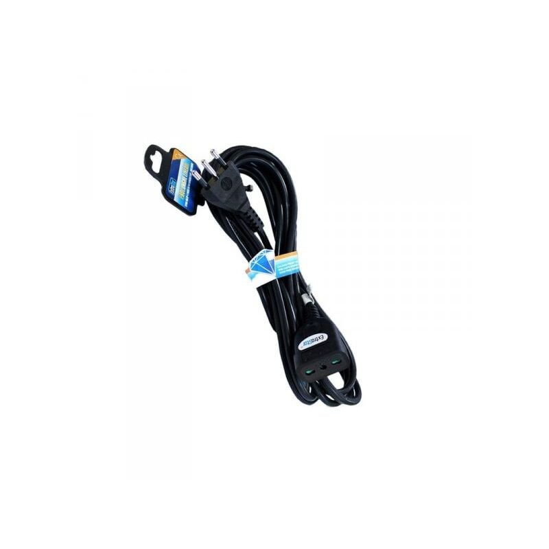 foto del prodotto extrastar prolunga lineare colore nero 3m 3x1.0mm spina italiana 16a presa bipasso 10 16a max 3500w