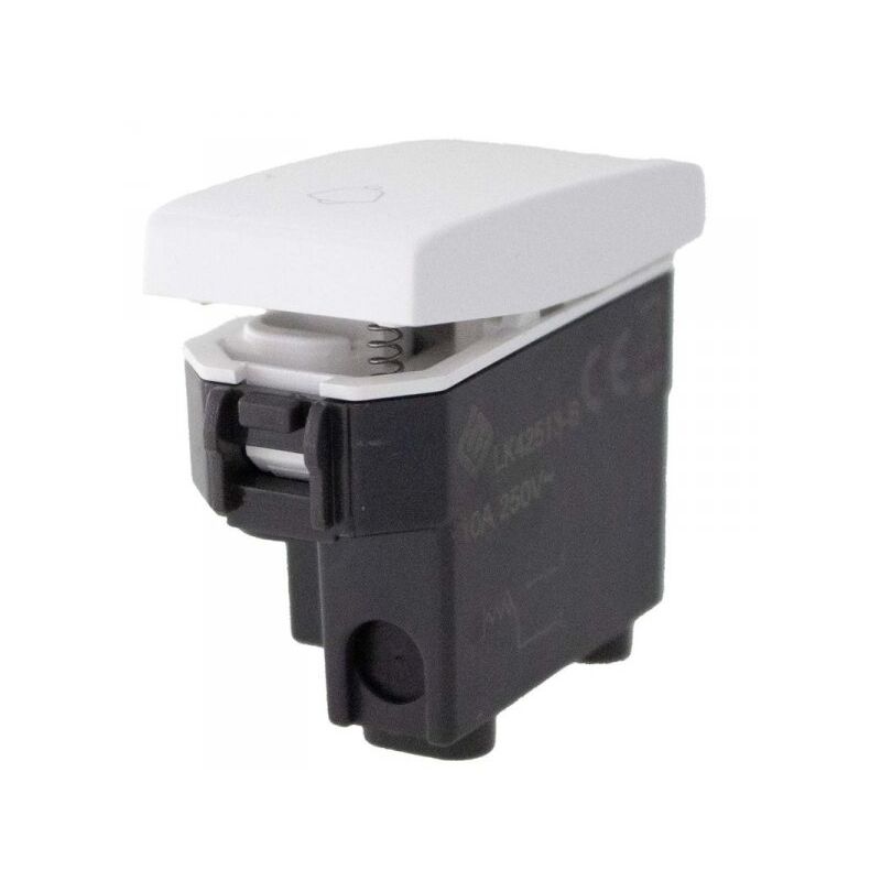 foto del prodotto extrastar pulsante con simbolo campanello 1p 10a colore bianco compatibile con bticino living e vimar plana