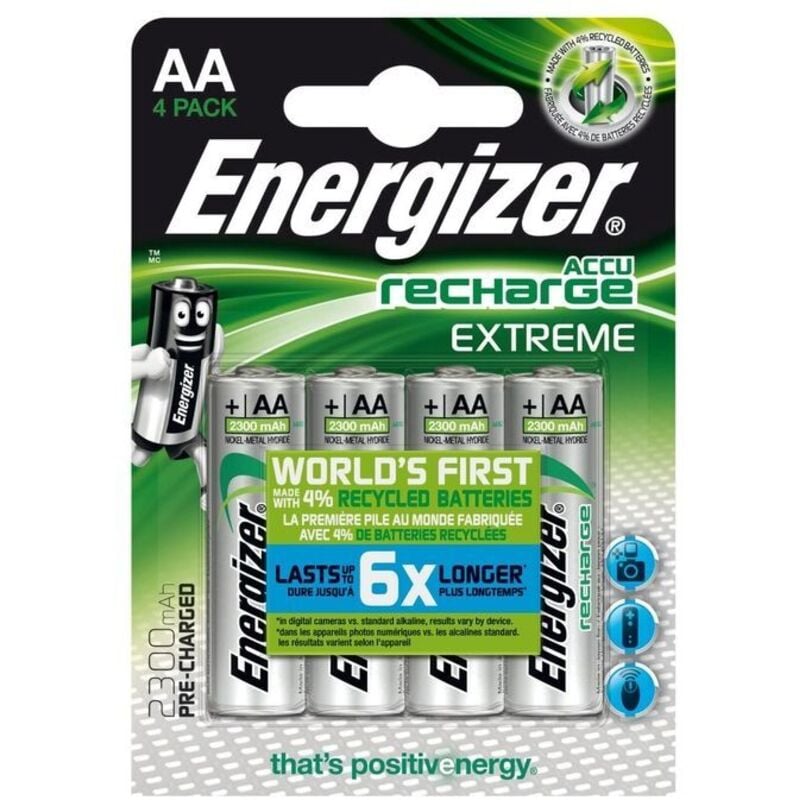 foto del prodotto extreme hr06 batteria ricaricabile stilo aa nimh 2300 mah 1.2 v 4 pz. - energizer