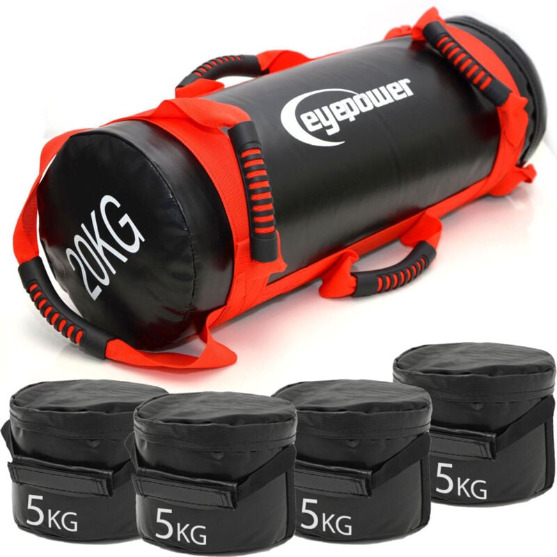 foto del prodotto eyepower 20kg power bag 4 pesi kettlebell con sabbia 20x60 fitness sandbag per sport