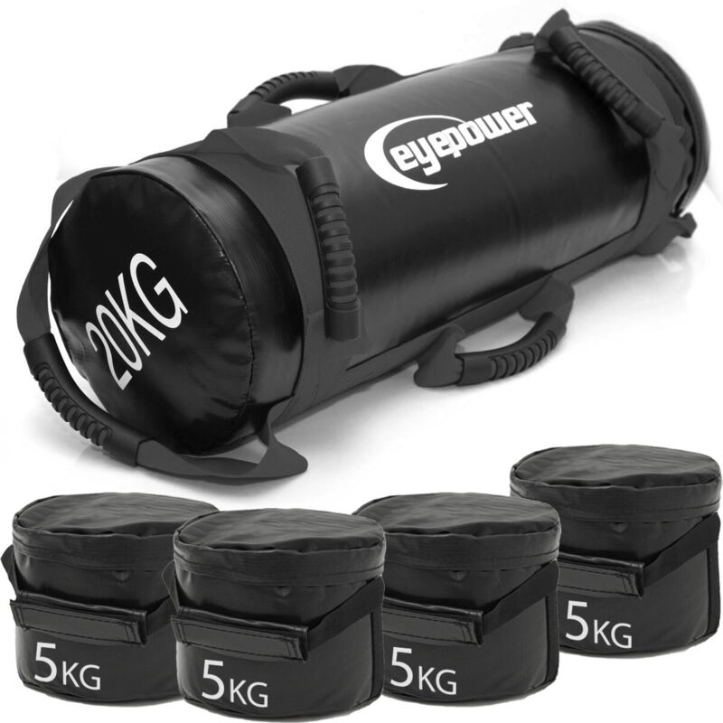 foto del prodotto eyepower 20kg power bag 4 pesi kettlebell con sabbia 20x60 fitness sandbag per sport